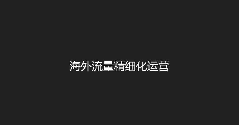 海外流量精细化运营 封面图
