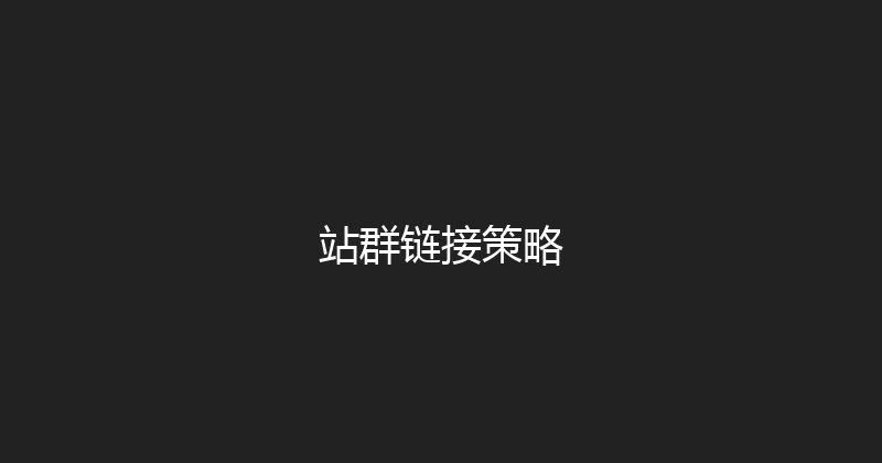 站群链接策略 封面图