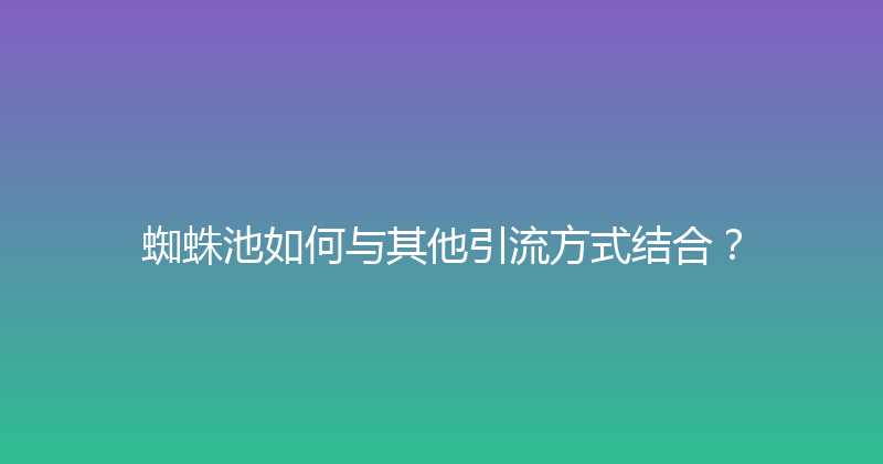 蜘蛛池如何与其他引流方式结合？ 封面图